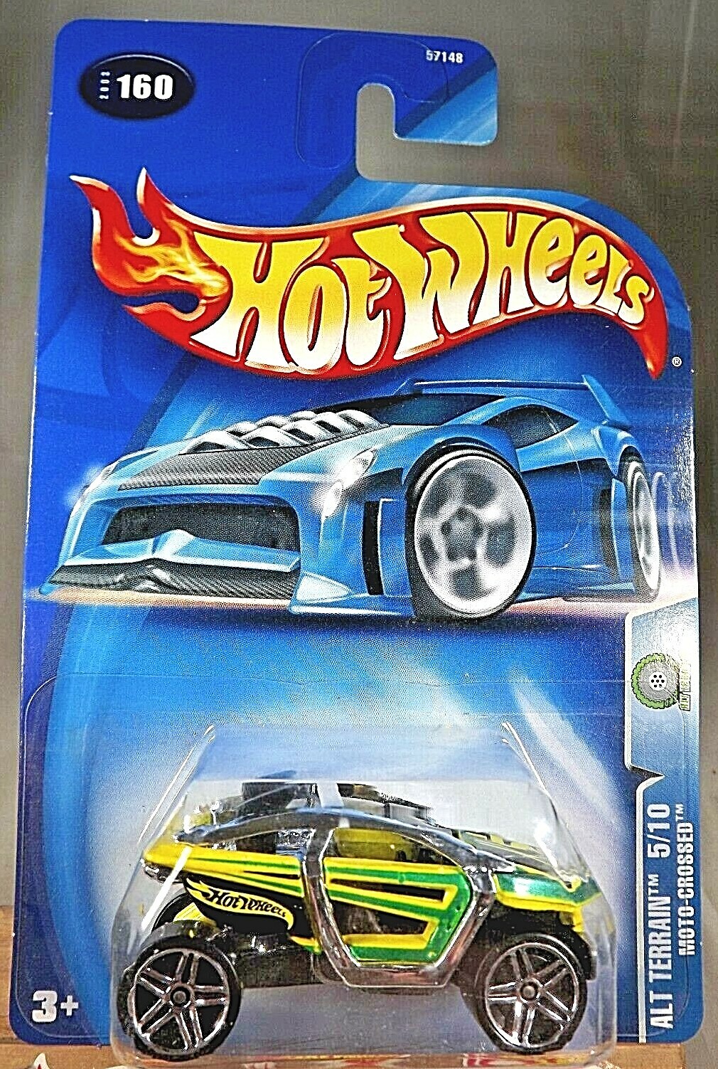 2003 Hot Wheels #160 Alt Terrain 5/10 MOTO-CROSSED Green-Yellow w/Chrome Pr5 Sp