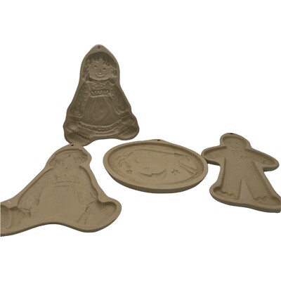 Vintage Brown Bag Cookie Art Molds - Large Lot Of 4 Ginger Bread Boy Baking