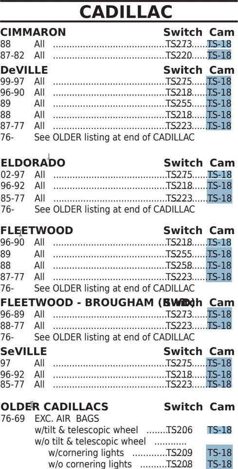 ¡Cadillac se adapta a muchos! Nueva cámara de reparación de señal de giro TS18 1969-99 (ver descripción) Foto 2 de 2