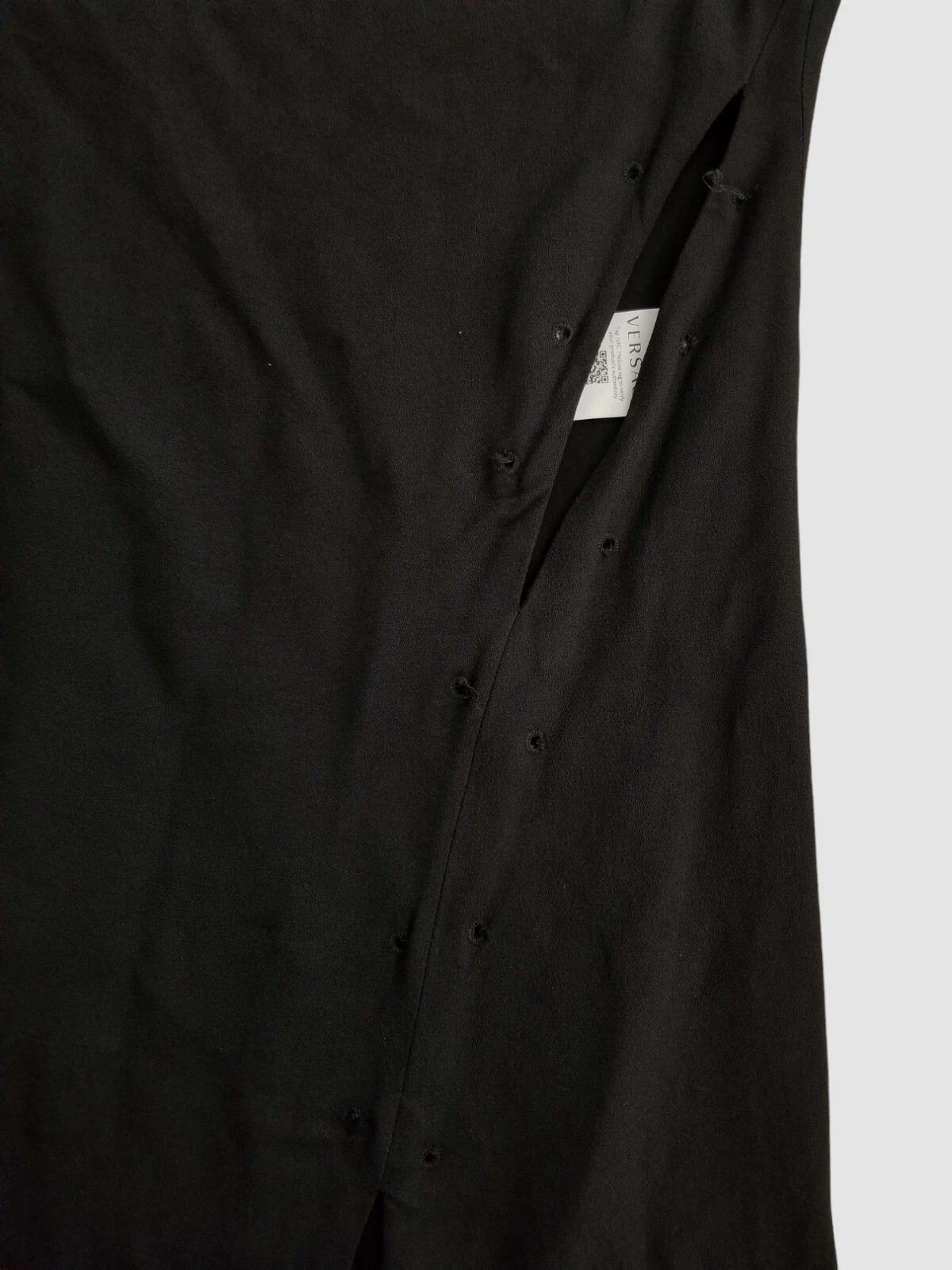 Abito MIDI Versace da donna nero collo a guscio fessura laterale $2225 taglia 46