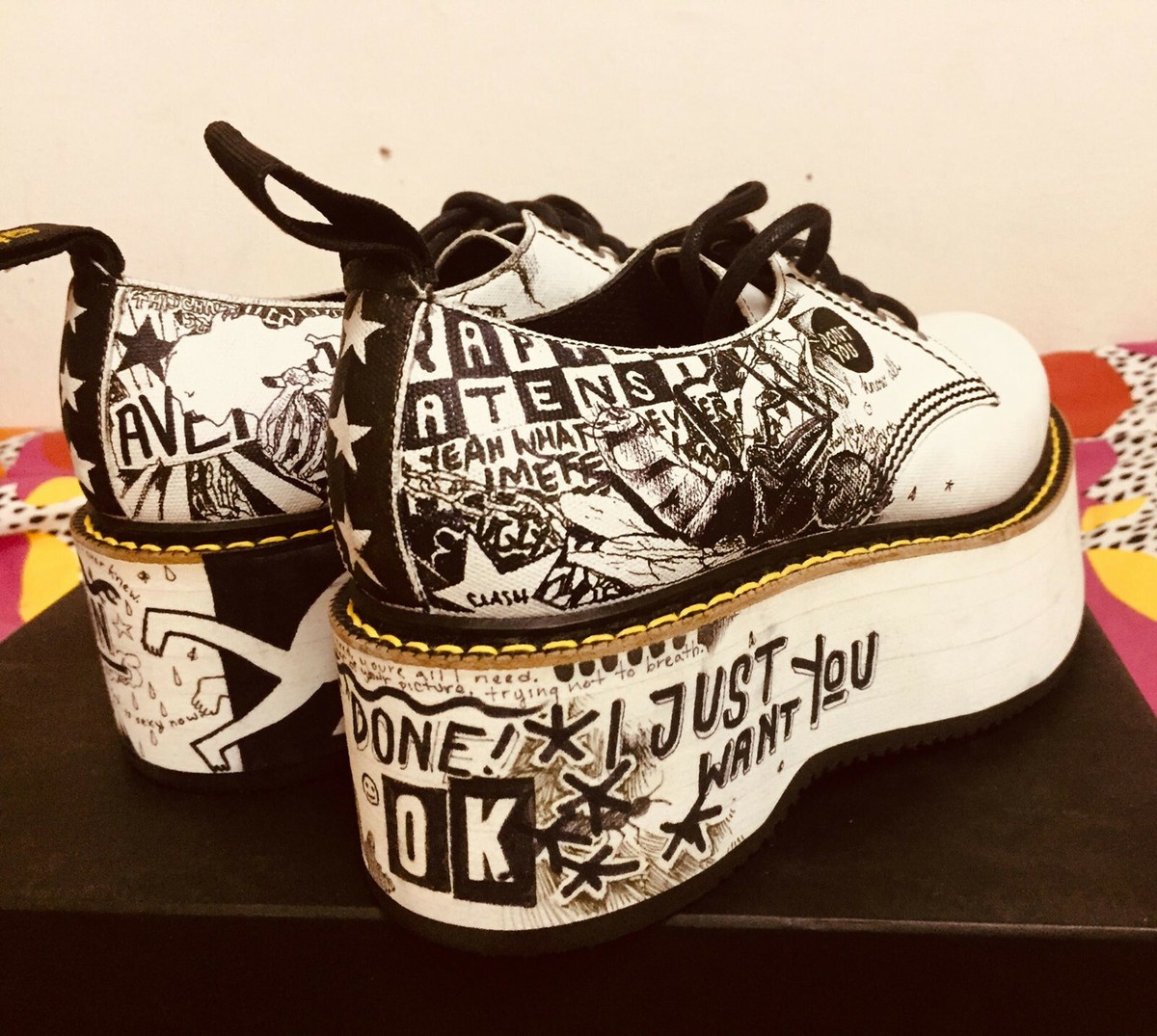 $1195 NIB R13 X Stack Doodle Graffiti Platform Shoes sz US 9 $1195 NIB R13 X Stack Doodle Graffiti Platform Shoes sz US 9