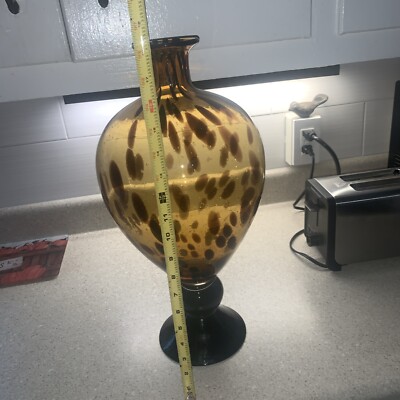 Unknow LARGE SCALE BLOW GLASS VASE 19  Amber brown black Centerpiece