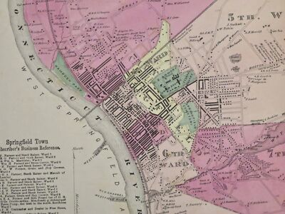 Springfield Ward Map Springfield Hampden County Massachusetts 1870 detailed map city wards ...