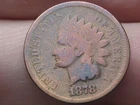 1878 Indian Head Cent Penny- VG/Fine Details, Toned