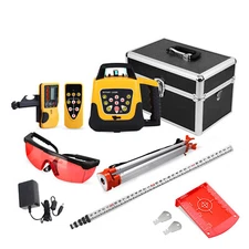 Self-Leveling 360° Rotary Red Beam Laser Level Tool Set with Tripod + Grade Rod
