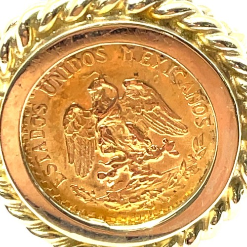 14k Yellow Gold 1945 Dos Pesos Mexican Coin Ring Size 7 (KS1017954) - Picture 6 of 8