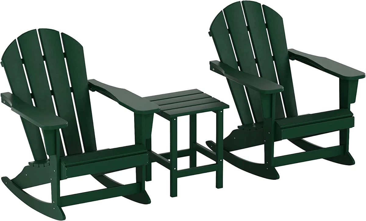 Malibu 3 Piece Outdoor Rocking Chair Set All Weather Poly Lumber