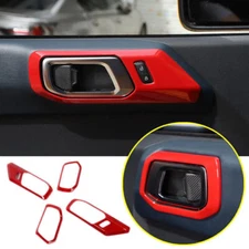 For 2021-2023 Ford Bronco Red ABS Interior Inner Door Handle Bowl Cover Trim 4P