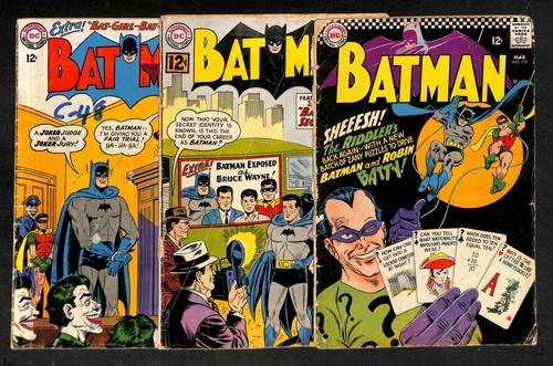 Batman #151, 163, 179, Joker Riddler Covers Silver Age DC Lot x3 (PZ ...