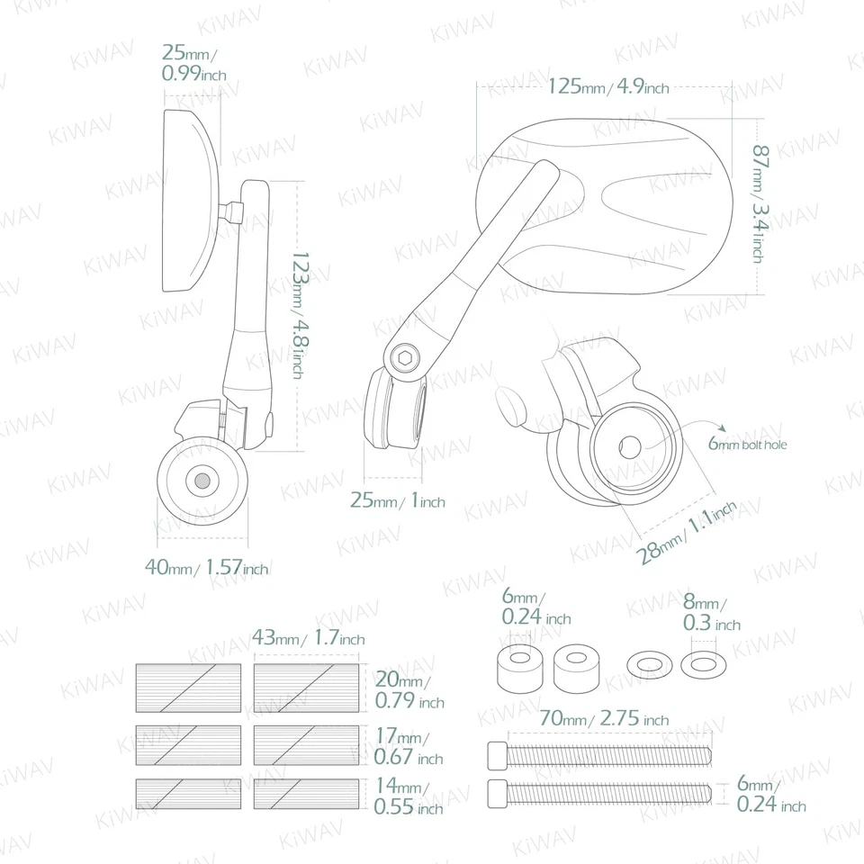 Espejos retrovisores ajustables cromados ovalados para Harley 96-'15 Softail barra hueca Foto 2 de 4
