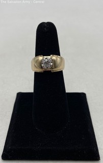 10K Yellow Gold Fine Jewelry Round Solitaire Ring w/Diamond Size 6 5.78 Grams