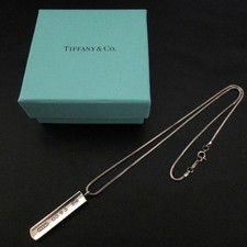Used Excellent Tiffany Co. Tiffany 1837 Narrow Bar Necklace Pendant 925SV Silver