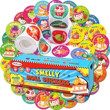 3 Rolls Scratch and Sniff Scented Stickers for Kids, 600 Pcs Motivational Reward