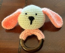 Handmade Crochet Easter Bunny Rattle Teething Toy