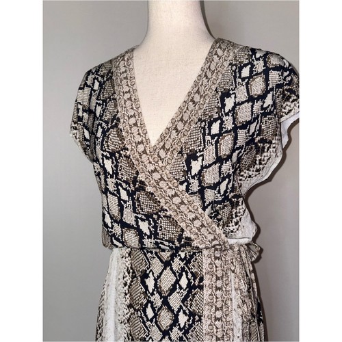 Robe portefeuille imprimée peau de serpent Joie Bethwyn taille XS - Photo 6 sur 10