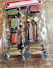 Holiday 9PC Accessory Set LAMPPOSTS CLOCK POS...