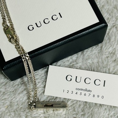 Echt Gucci 925 Sterling Silber G Logo Charm Anhänger Halskette 28cm gebraucht