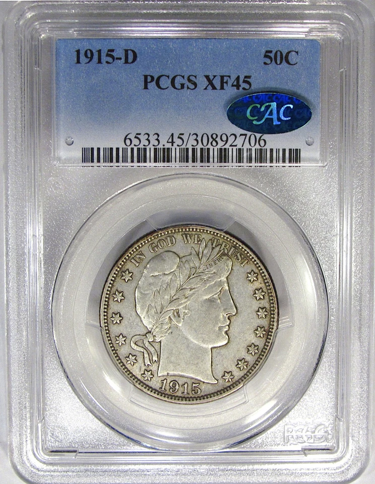 1915-D 50C PCGS / CAC XF45 BARBER ~ LOOKS ORIGINAL AU+ !    VIDEO - Image 4 of 4