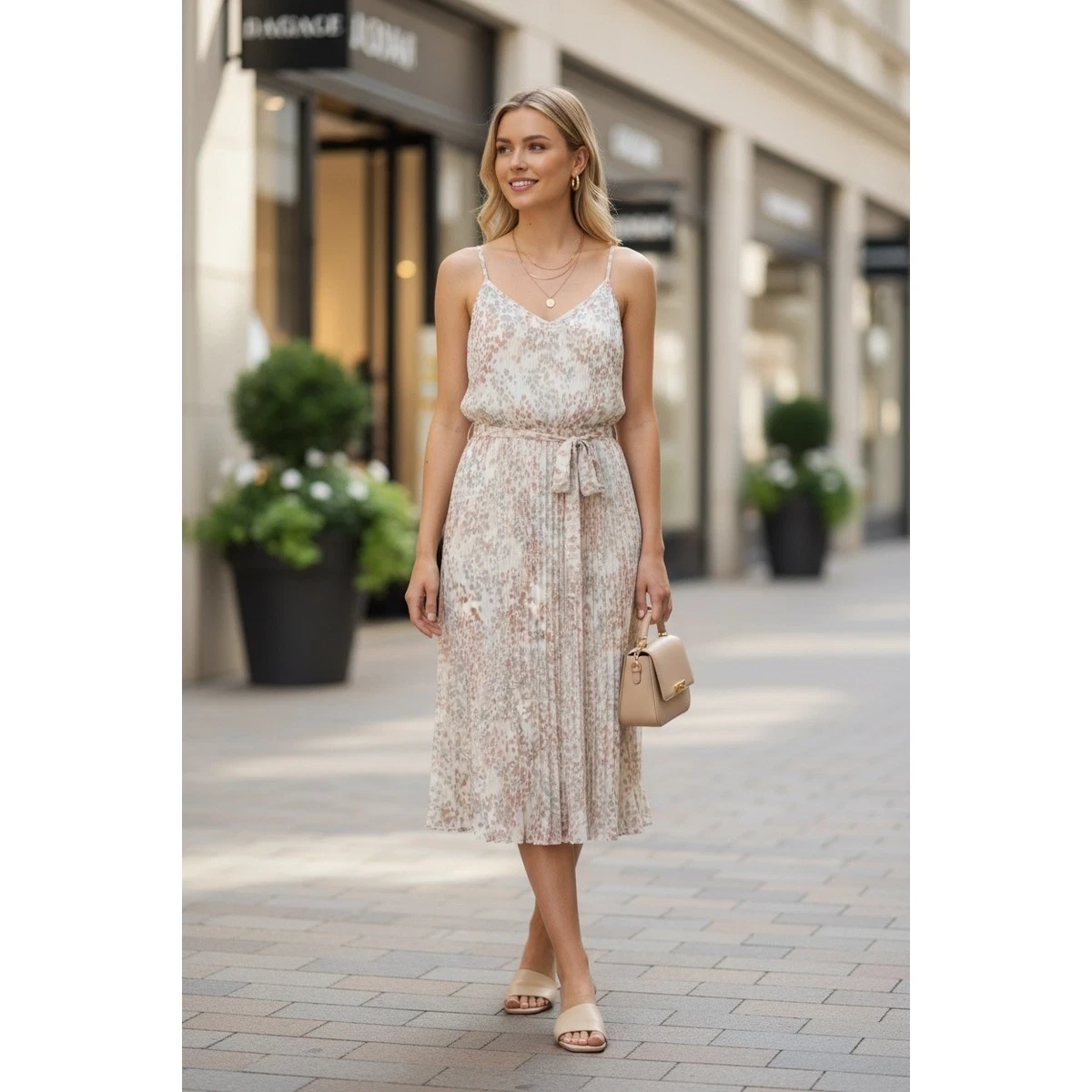sachin and babi light blue dress Chiffon High-Neck A-Line Bridesmaid Dress