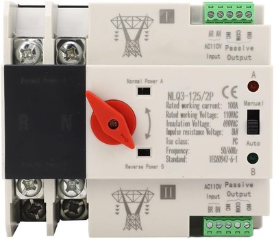 Power Automatic Transfer Switch 2P 100A 110V ATS Generator Changeover Switch Din