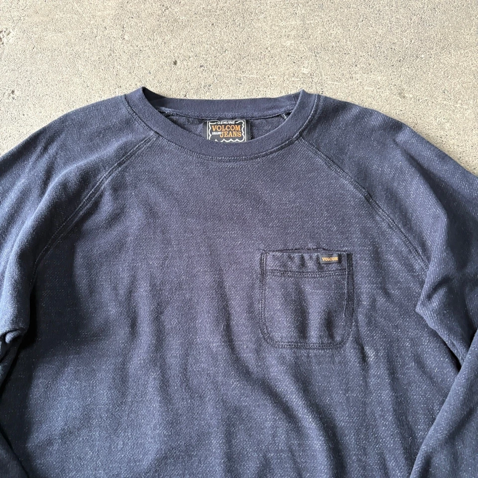 Volcom Sweater Mens M Dark Blue Raglan Pullover Sweatshirt Skateboarding Skater - Image 2 of 4