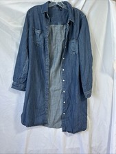 GAP M womens denim long sleeved girlfriend button front shirt dress w pockets