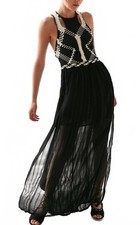 Urban Outfitters Pins And Needles Woven Bodice Black white Maxi Prom Dress 2
