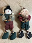 Lot Of 2 Vintage Christmas Shelf Sitters or Ornaments Fabric Snowman Santa 1999 — photo 1