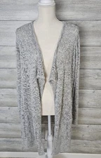 AB STUDIO Womens Cardigan Open Front Waterfall Long Sleeve Gray Size Medium 