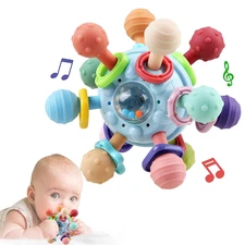 Baby Sensory Teething Toys - Baby Teether & Rattle - Gifts for Infant Newborn Bo