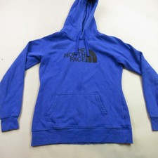 North Face Sweater Womens Medium Long Sleeve Hooded Pullover Blue Pockets