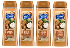 Suave Essentials Body Wash, Creamy Cocoa Butter and Shea, 18 oz (4 Pack)