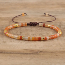1PC Natural Blue Emperor Stone Beads Woven Bracelet Polished Block Shape Adjusta