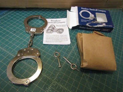 1 set - Peerless Model 700C Standard Nickel Handcuff (PEE4710) Cuffs  NEW in Box