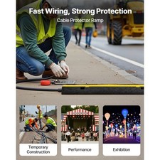 VEVOR Cable Protector Ramp, 22,000 lbs/axle Capacity, 2 Channel Heavy Duty Rubbe