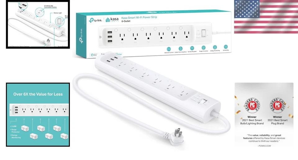 Smart Power Strip with 6 Outlets & 3 USB Ports, Surge Protector & Voice Control - Image 2 of 4