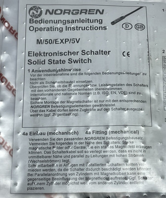 NORGREN / Elektronischer Schalter / Solid State Switch / M/50/EXP/5V