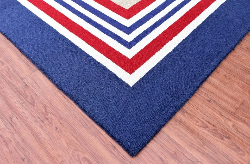 Alfombras y alfombras Ballard 9x12 color rojo rayas hechas a mano acolchadas 100 % lana Foto 2 de 4