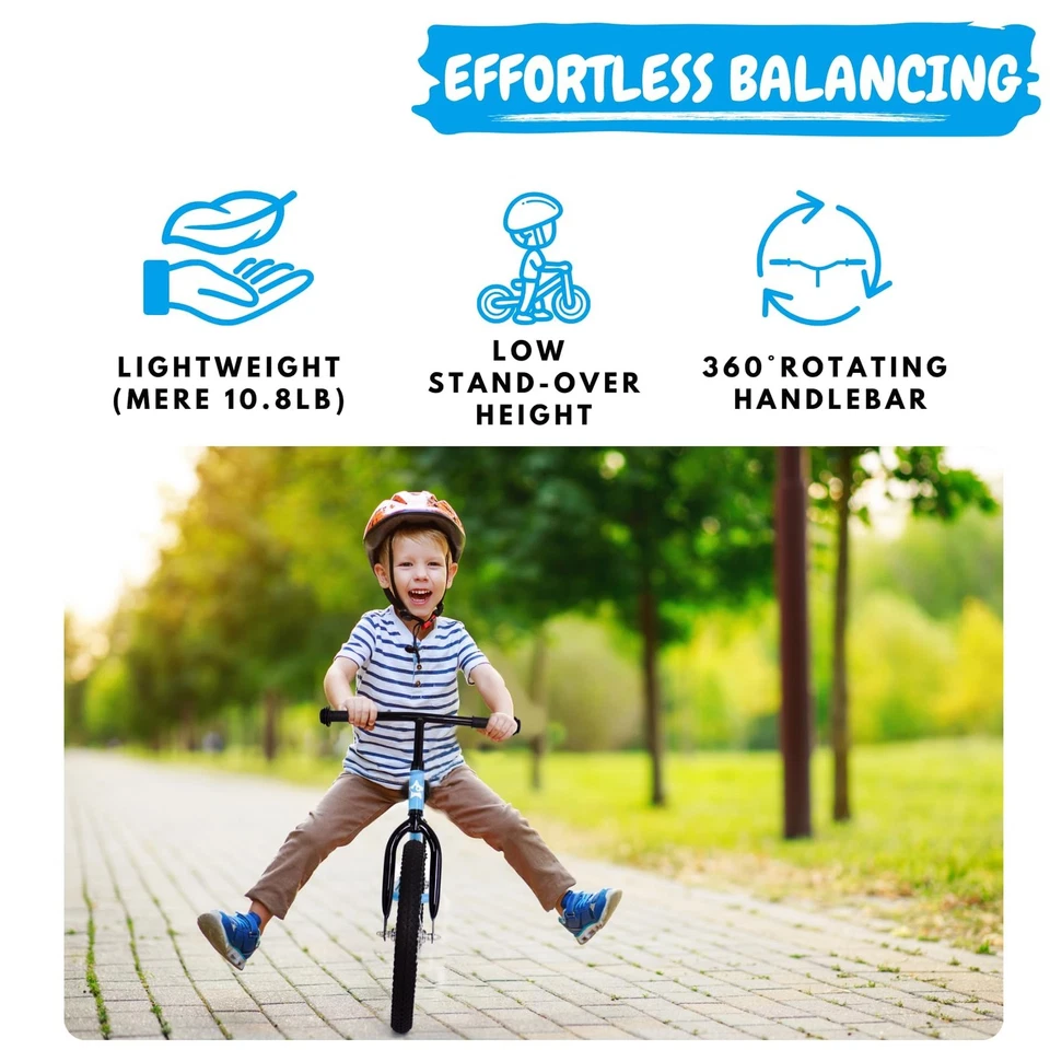 Bicicleta de equilibrio de 16 pulgadas, bicicleta para niños pequeños de 5 a 8 años, neumáticos de aire, bicicleta de empuje sin pedales... Foto 3 de 4