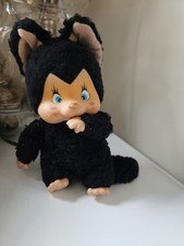 RARE Nyamy Washino Monchhichi Sekiguchi Thumb Suck Black Cat Feleena 16cm 1979