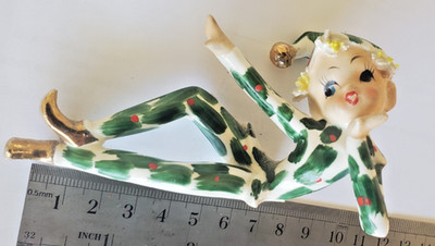 Seltene Vintage 50er Jahre Lefton Keramik Pixie Elfe Stechpalme Beere?