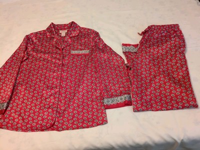 Cabernet by Sleep Sense Red Long Sleeve & Leg  Red Paisley Pajamas Size Small