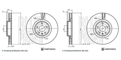 BLUE PRINT x2 Stk Bremsscheibe Vorderachse Für AUDI VW A5 Q5 Touareg 4M0615301P