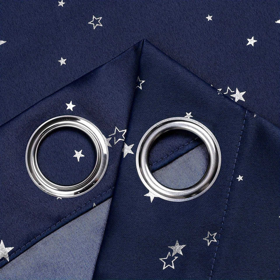 Cortinas para niños apagón con estrellas ojal superior dormitorio sala ventana cortinas Foto 3 de 4