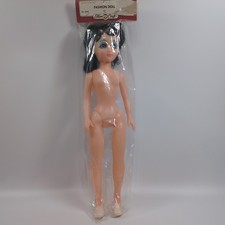 Plastic Fashion Doll 15" Fibrecraft Black Hair Blue Eyes Eye Shadow Vintage New