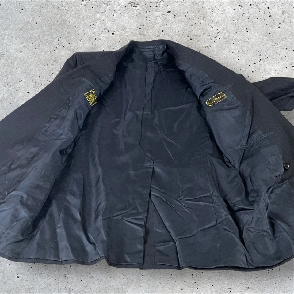 Blazer Oxxford Clothes para hombre 40/41 doble botonadura azul marino lana súper peinada Foto 2 de 4