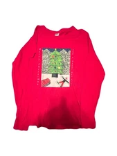 Custom Port And Company Red Long Sleeve Men’s XL T-shirt Merry XMAS