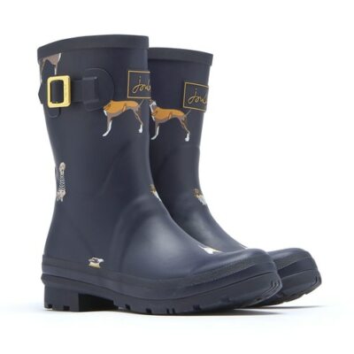 joules Women's Molly Mid Height Printed Rain Boot in Various Colors