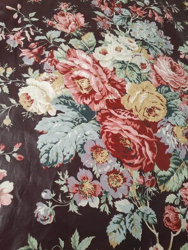 Cortinas vintage de chocolate chintz se parecen a la puerta de jardín RL-90"" paneles de 3"" de largo - Imagen 6 de 9