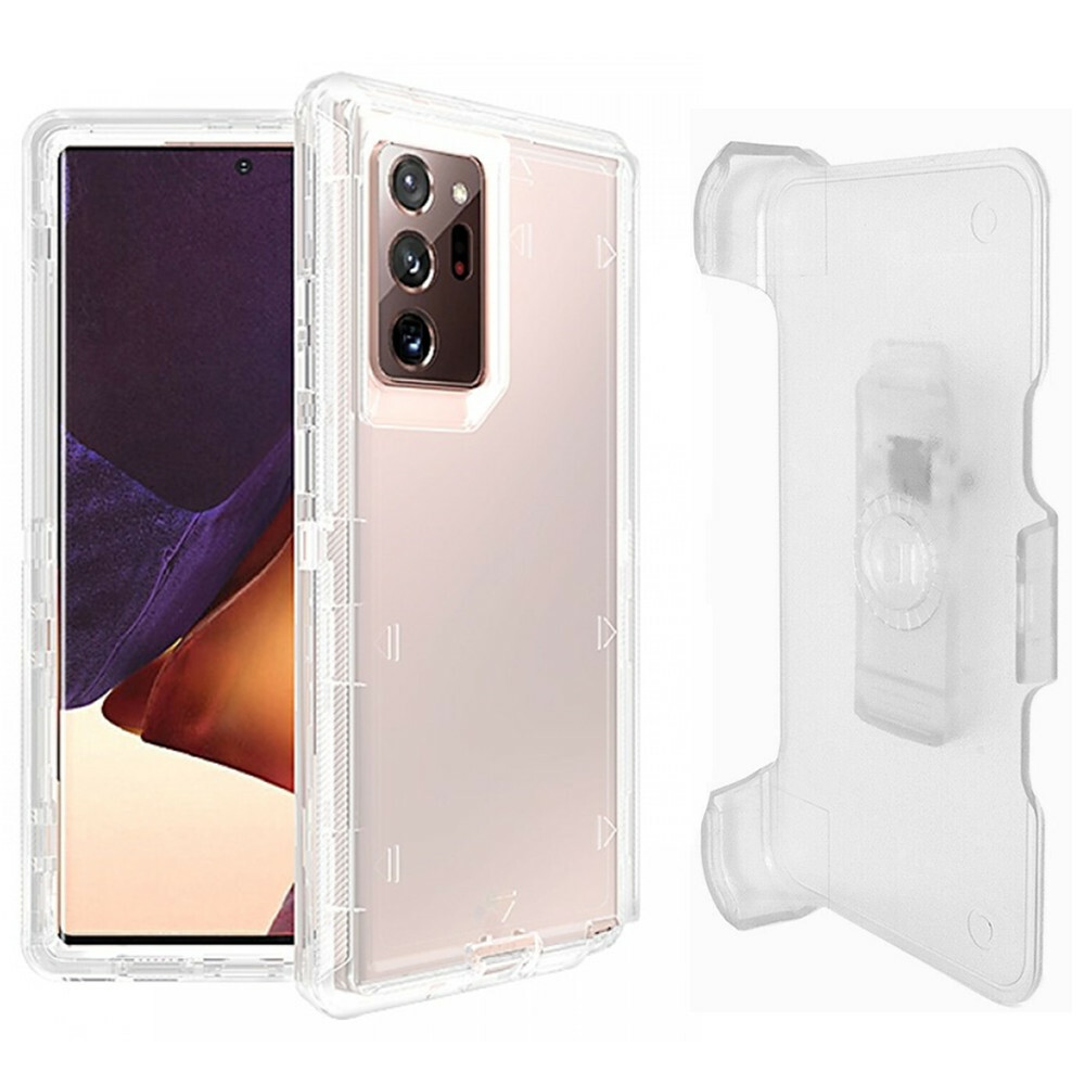 For Samsung Galaxy Note 20 Clear White Defender Case Cover (Clip